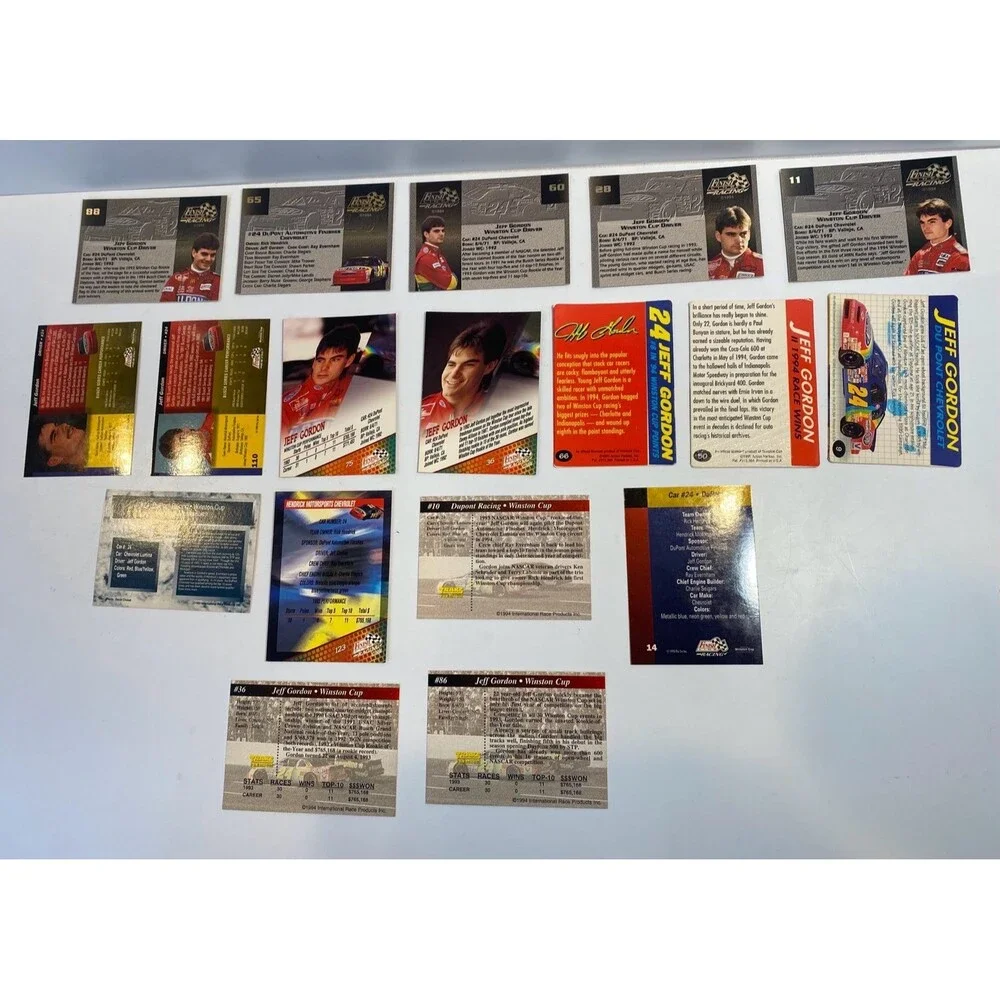 Jeff Gordon 18-Card Lot NASCAR Racing 1995 Finish Line Gold Action Packed Traks